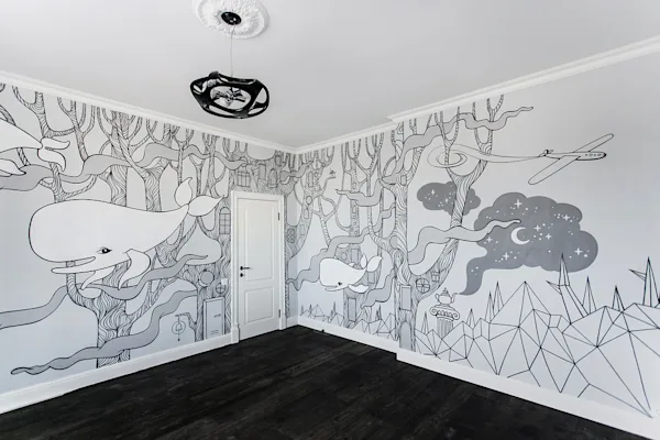 роспись стен в комнате подростка