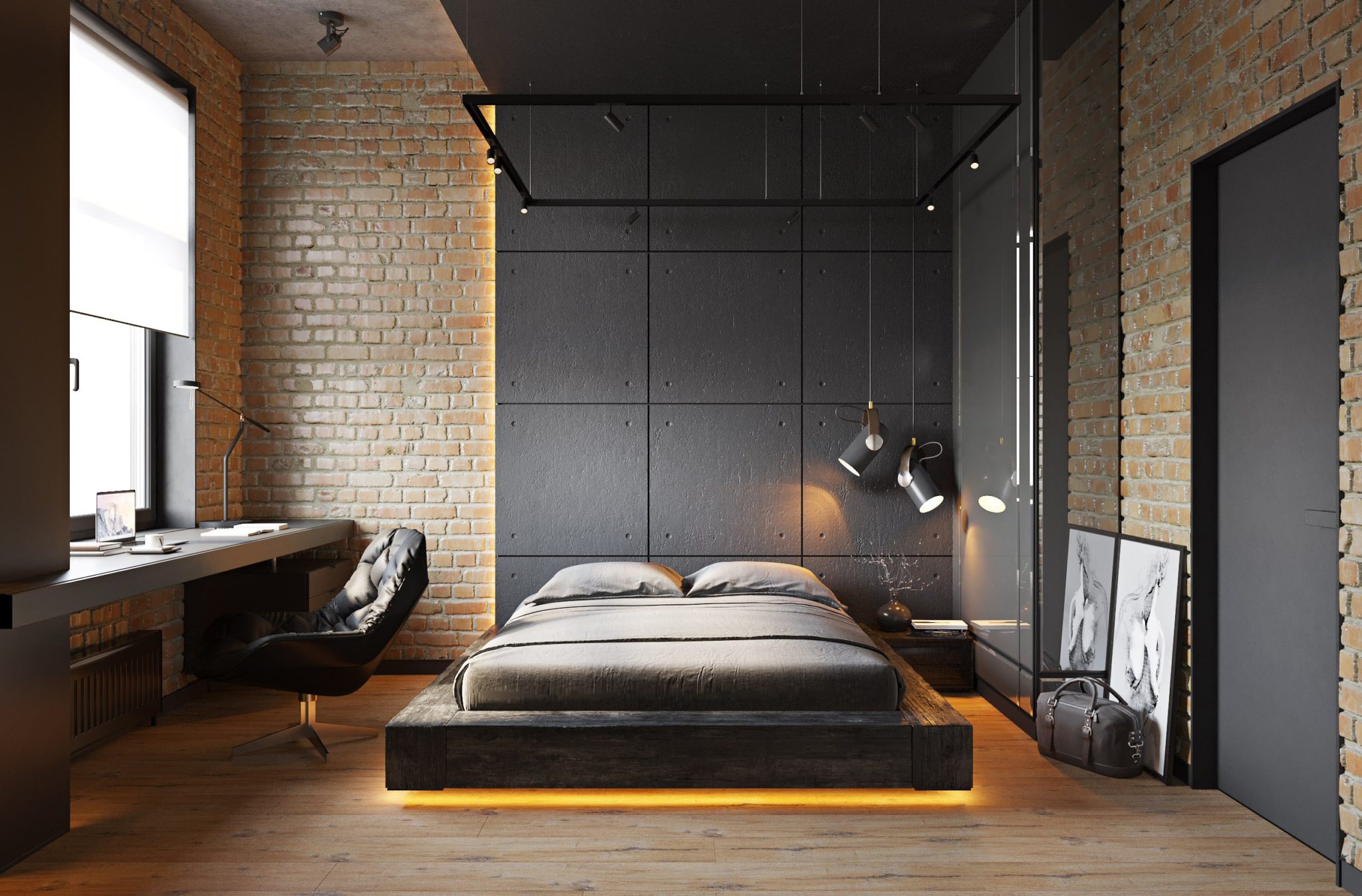 Spalnya стиле Loft Design