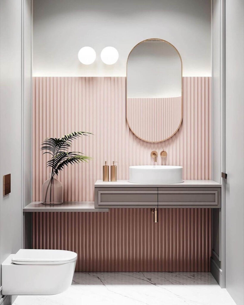 бело-розовая ванная комната