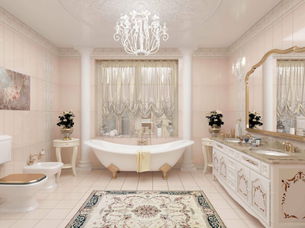 дизайн ванной комнаты с туалетом в классическом стиле