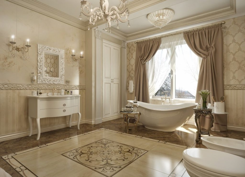 дизайн ванной комнаты с туалетом классический стиль